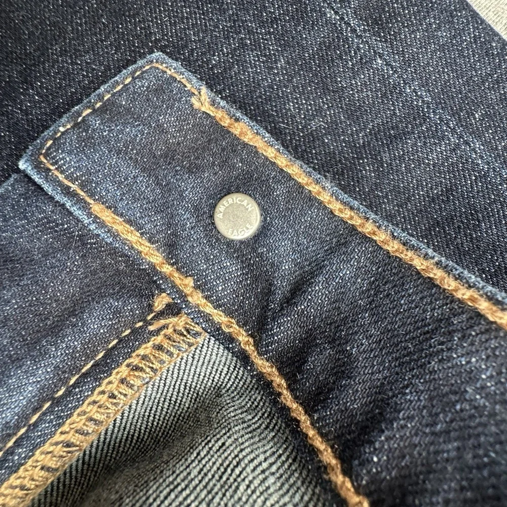 American Eagle‎ Womens Jeans Barrel Sz 18 Fit 40x28 Blue Dark Wash Denim Stretch